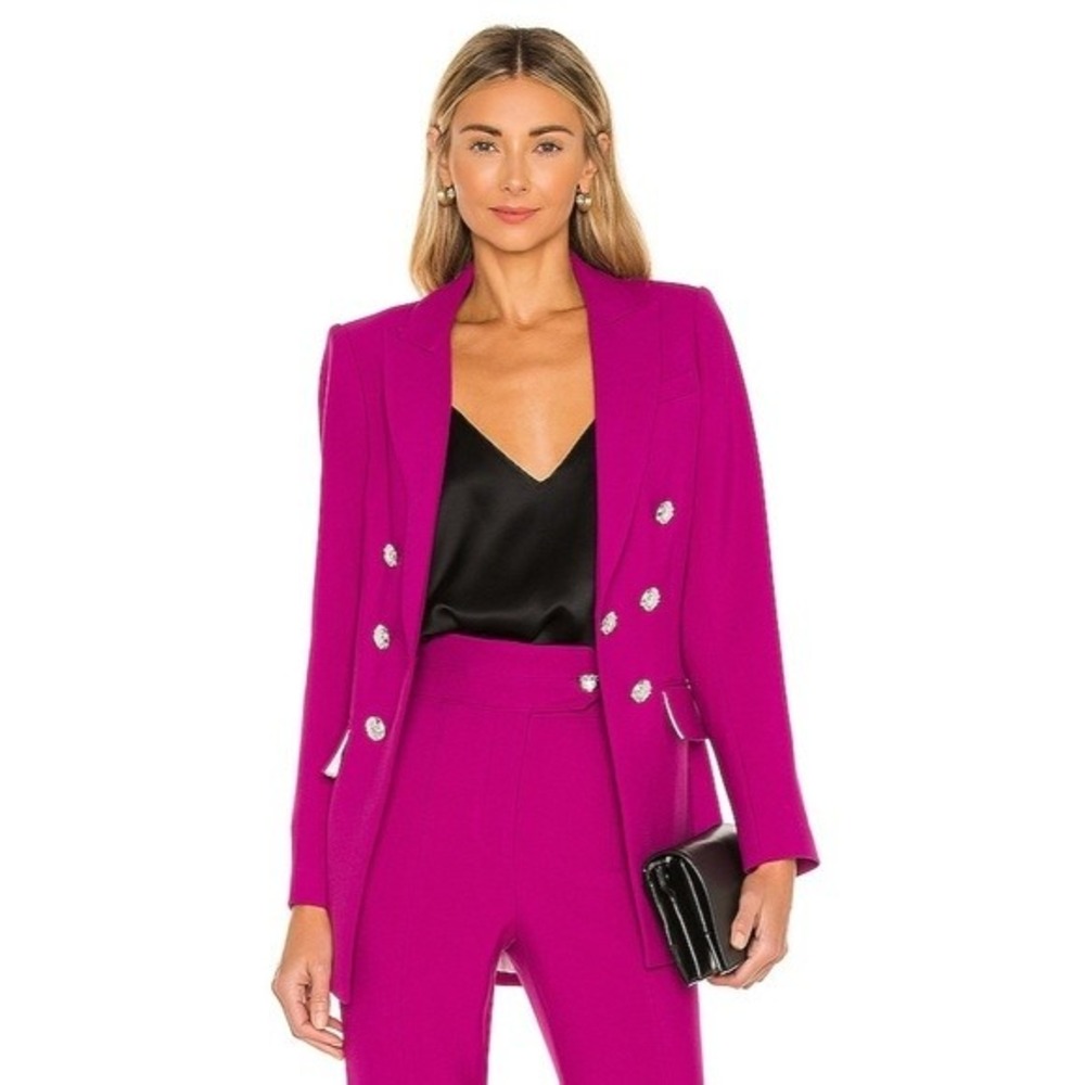 NWOT $695 Veronica Beard Matteo Dickey Double Breasted Blazer Magenta Sz 4 (Read